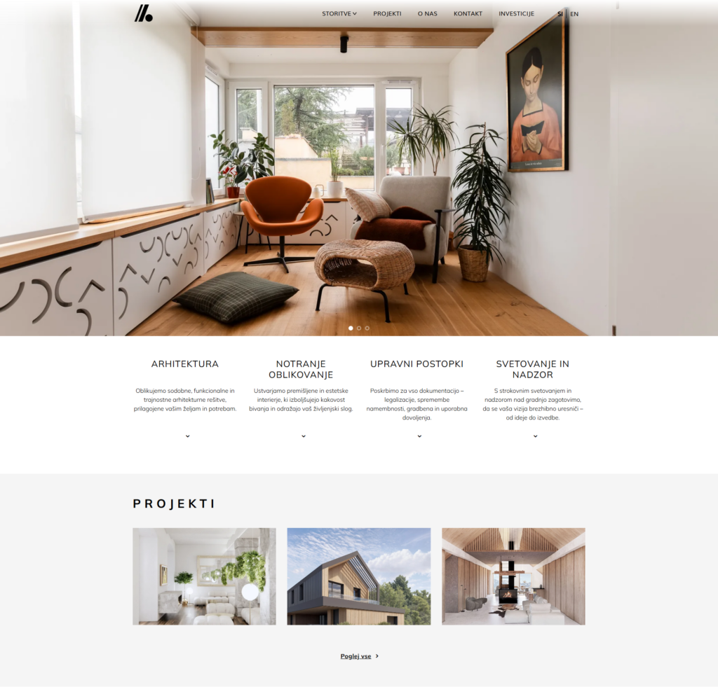A premium WordPress portfolio for a Slovenian architecture studio