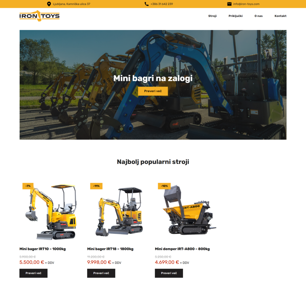 A custom WooCommerce product catalog for construction machinery