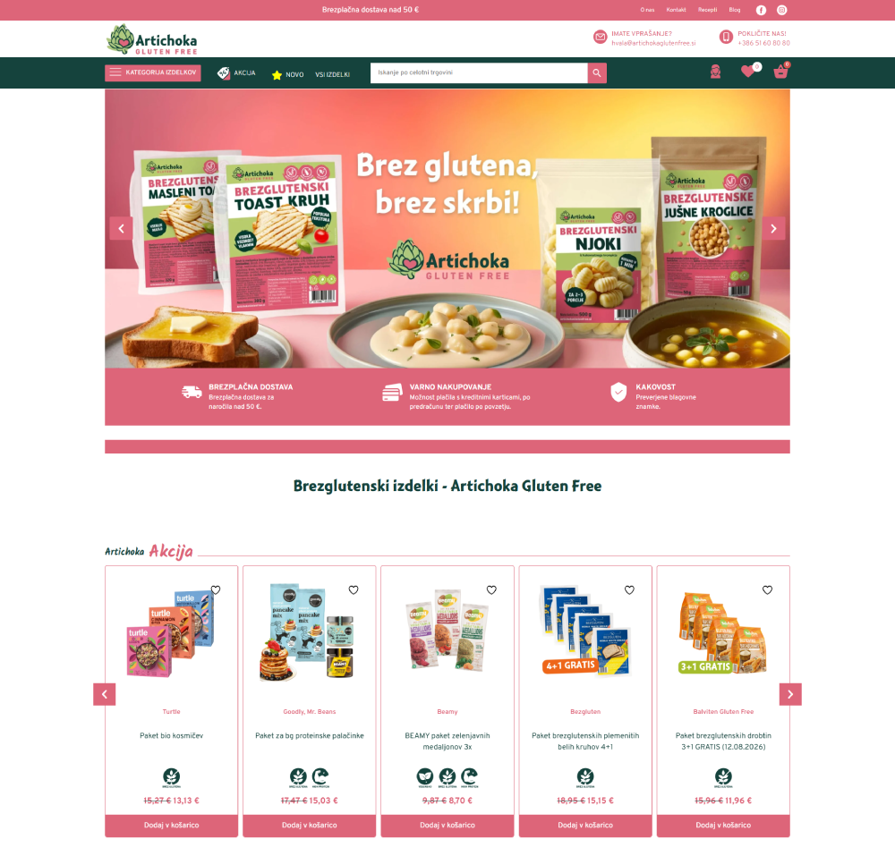 WooCommerce vzdrževanje in izboljšave po meri za brezglutensko spletno trgovino